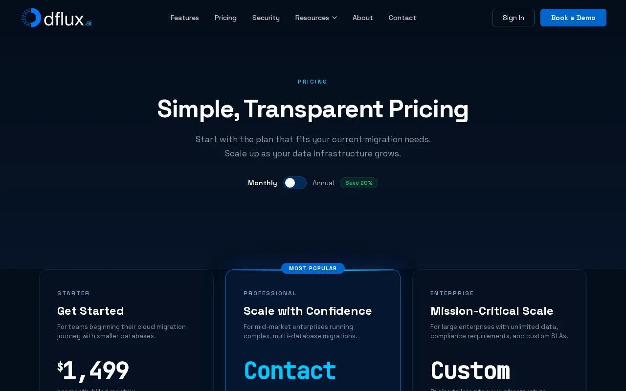 Dflux — pricing page