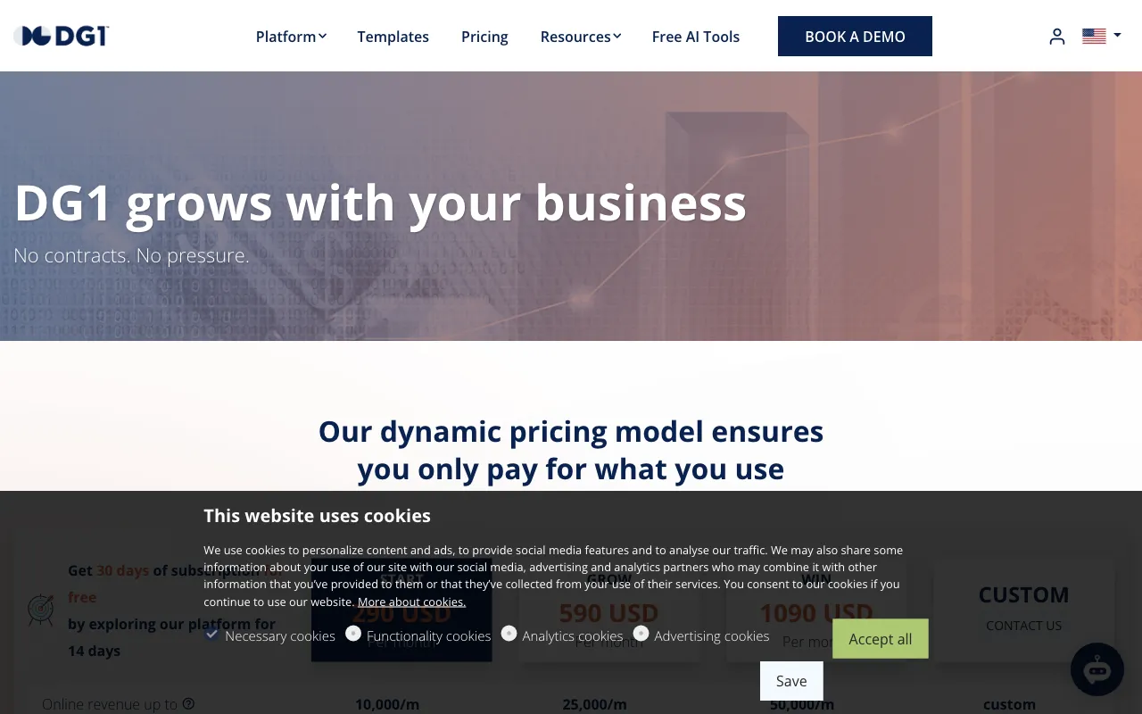 DG1.com — pricing page