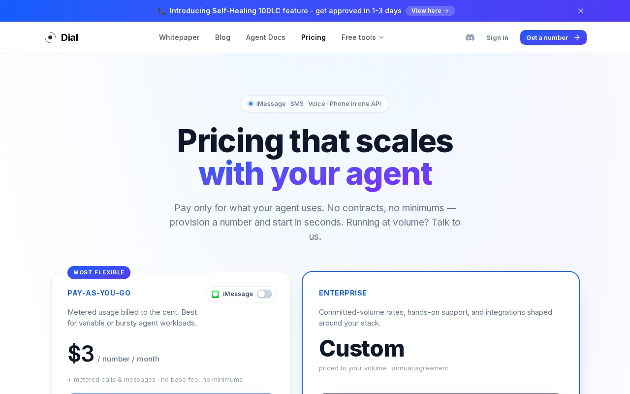 Dial — pricing page