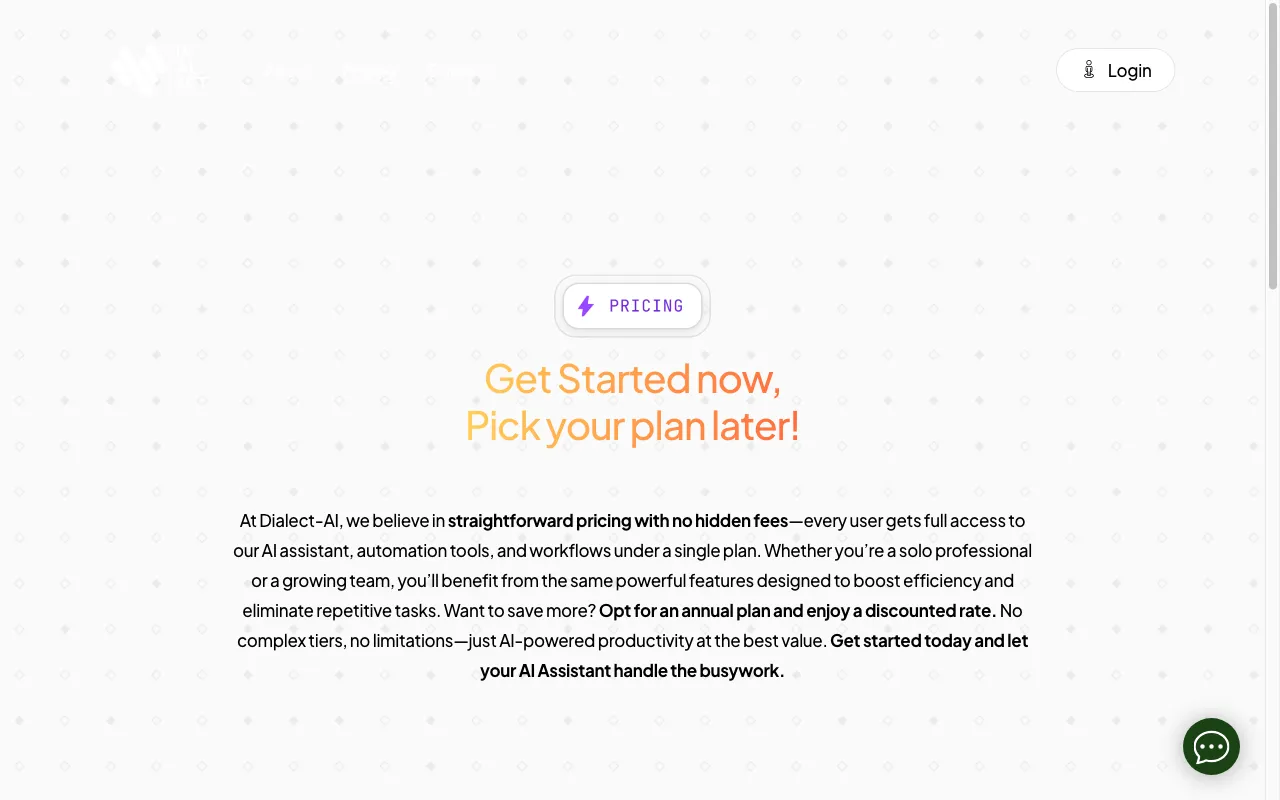 Dialect - AI Assistant — pricing page