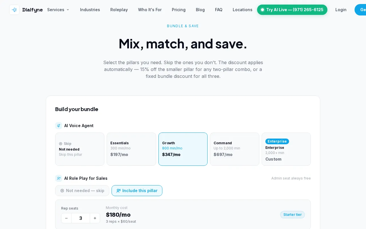 Dialfyne — pricing page
