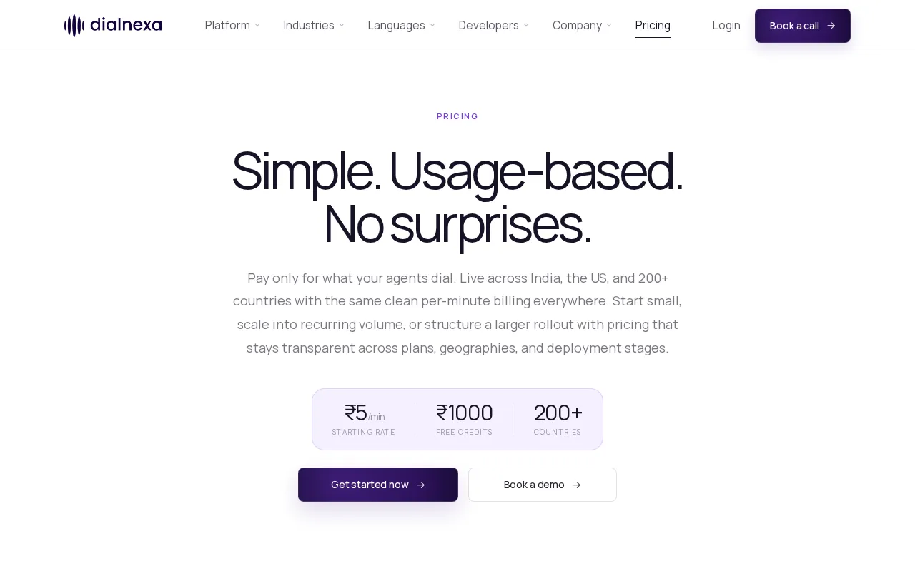 Dialnexa — pricing page
