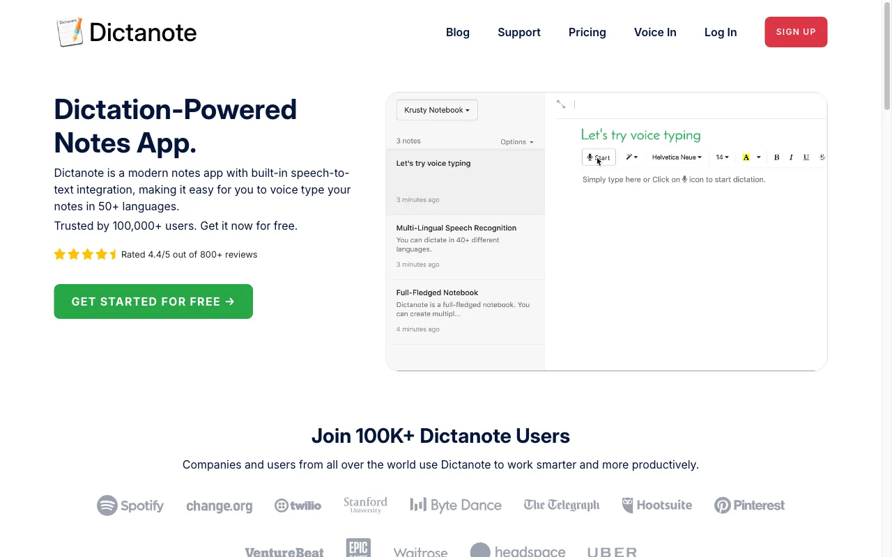 Dictanote — preview screenshot