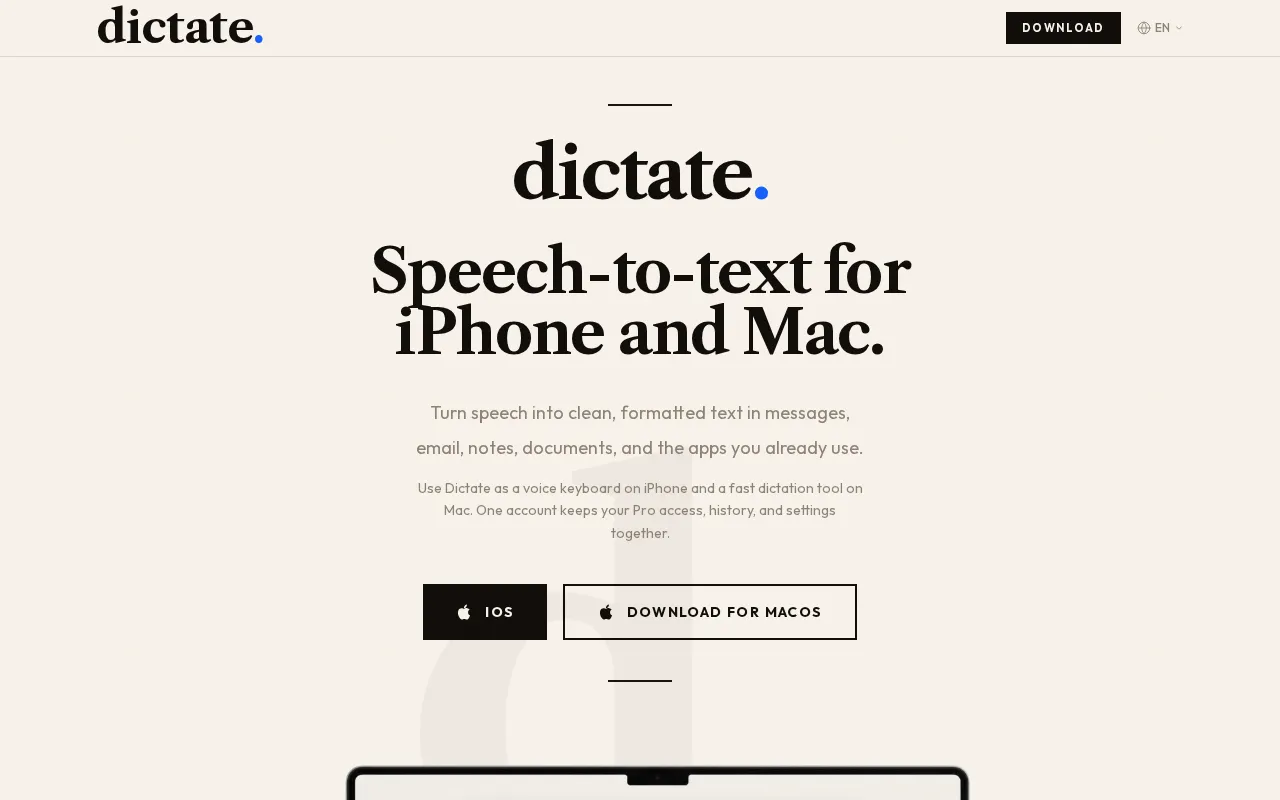 dictate. — preview screenshot