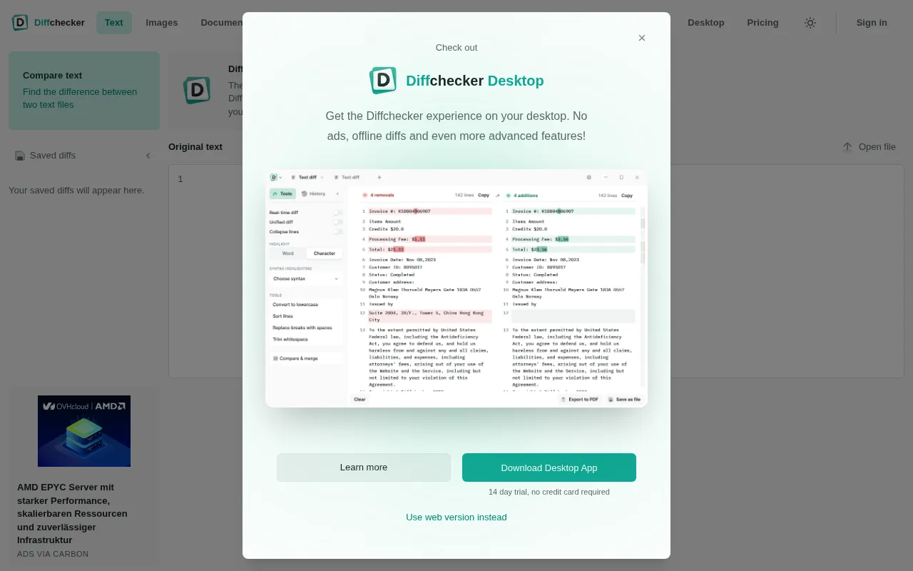 Diffchecker — preview screenshot
