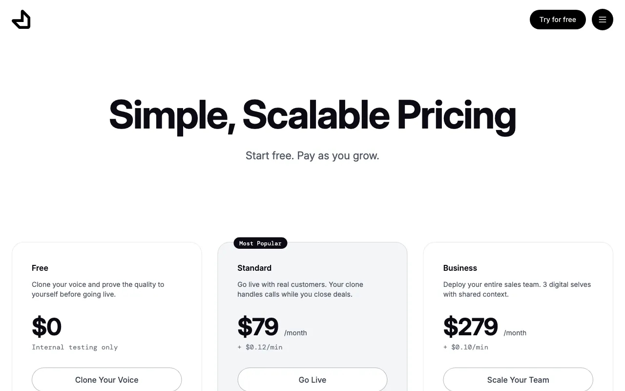 Digital Self by Fiction — pricing page