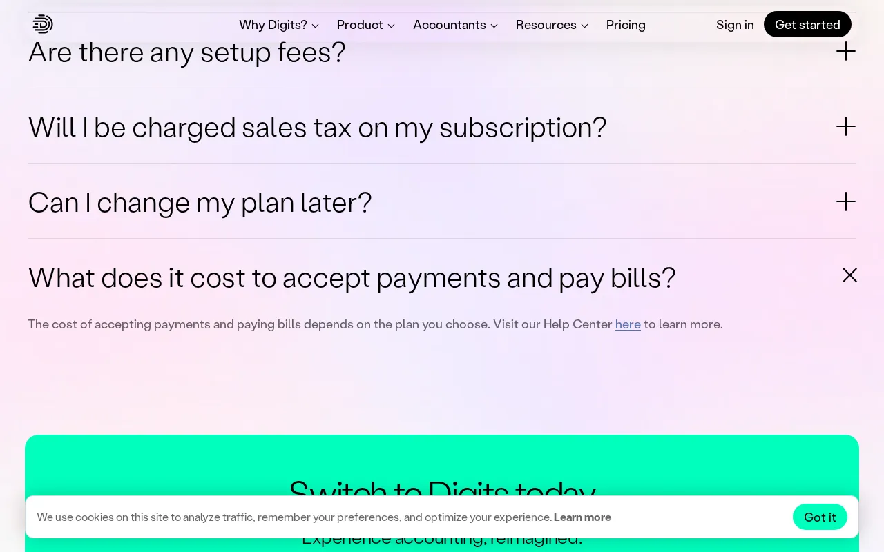 Digits — pricing page