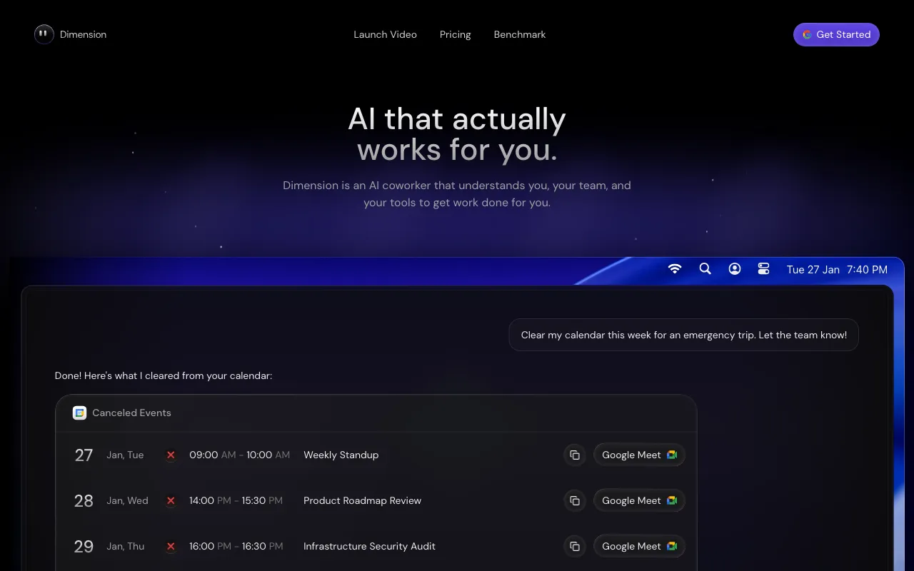 Dimension — pricing page