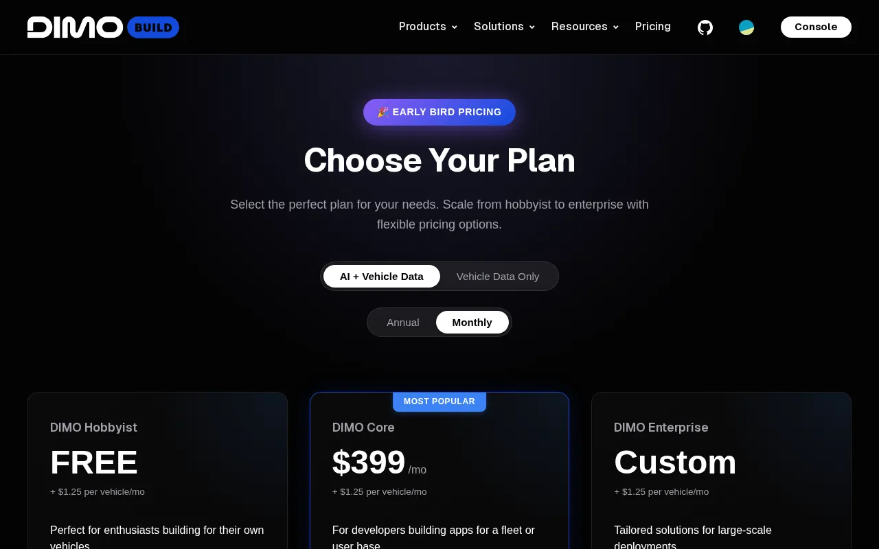 DIMO — pricing page