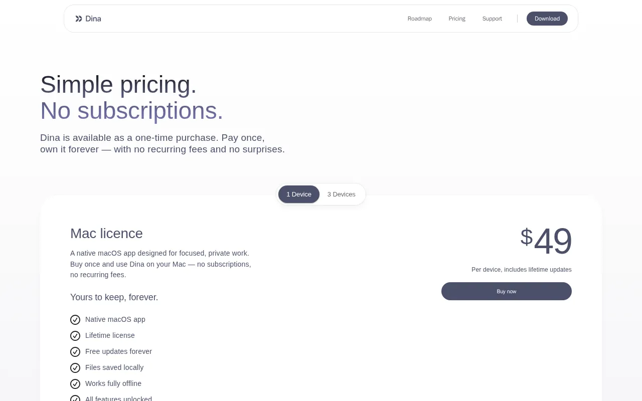 Dina — pricing page