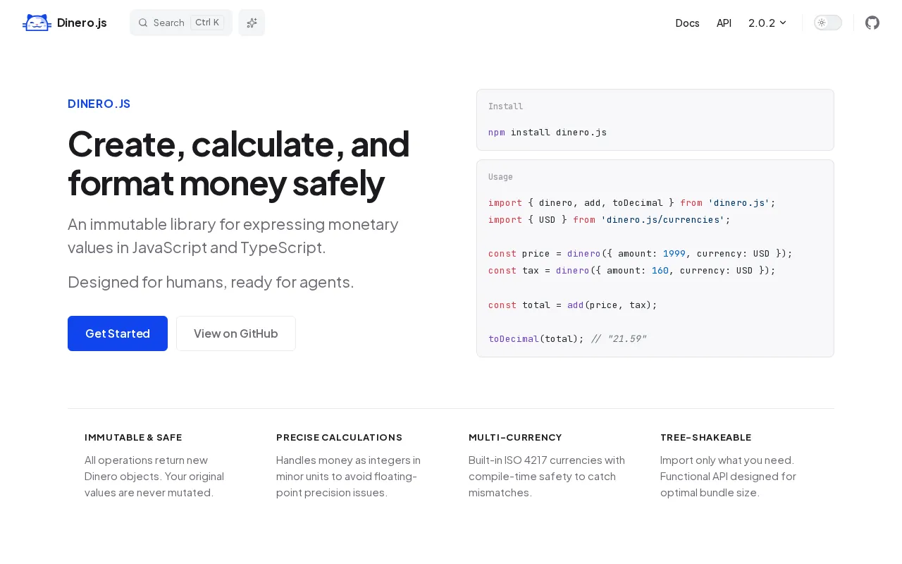 Dinero.js — preview screenshot