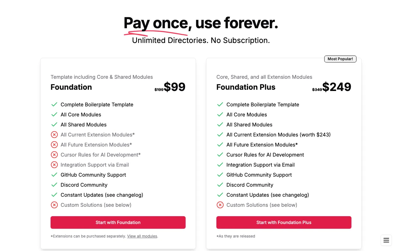 DirectoryStack — pricing page