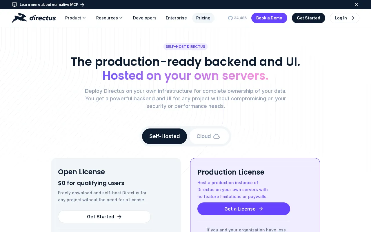 Directus — pricing page