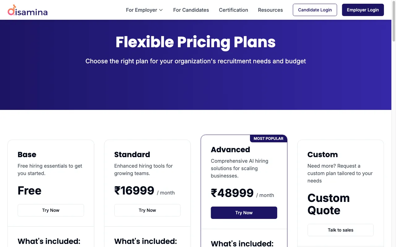 Disamina AI — pricing page