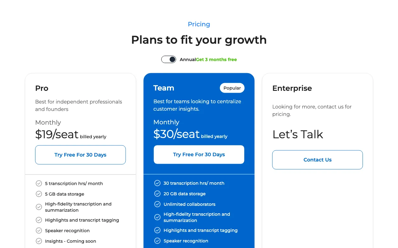 Discovery AI — pricing page