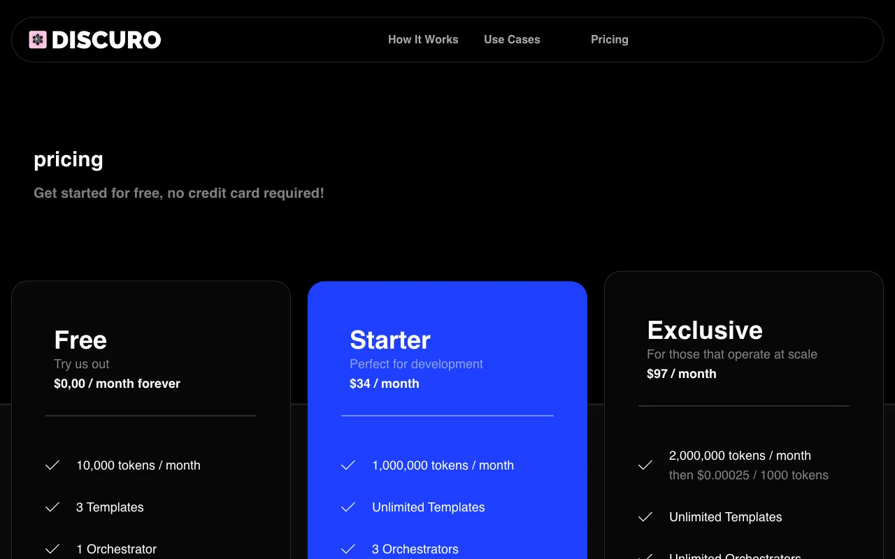 DiscuroAI — pricing page