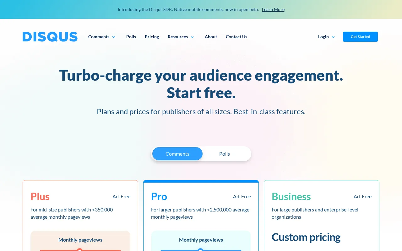 Disqus — pricing page