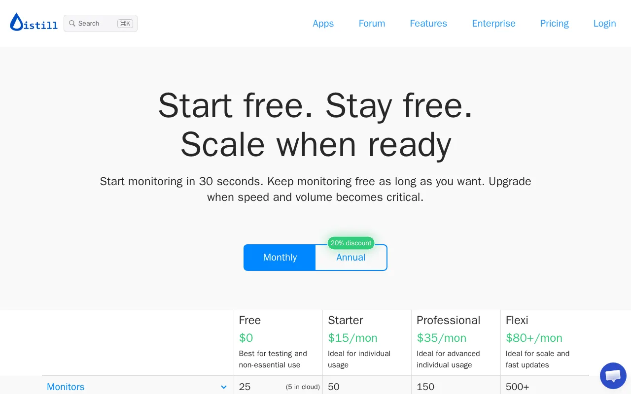 Distill.io — pricing page