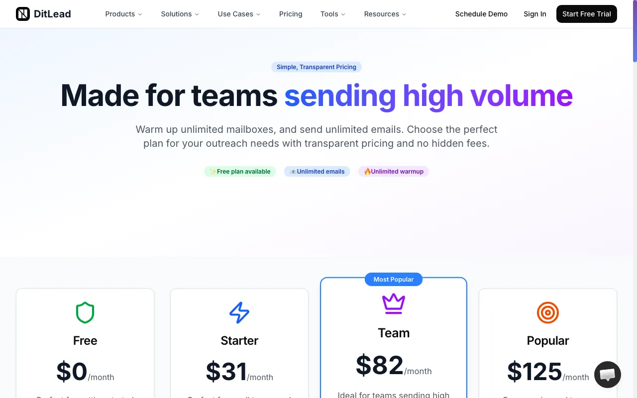 DitLead — pricing page