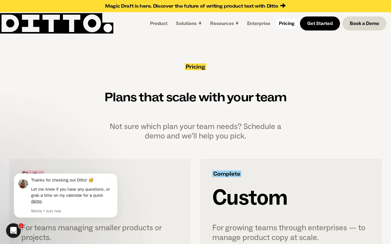 Ditto — pricing page