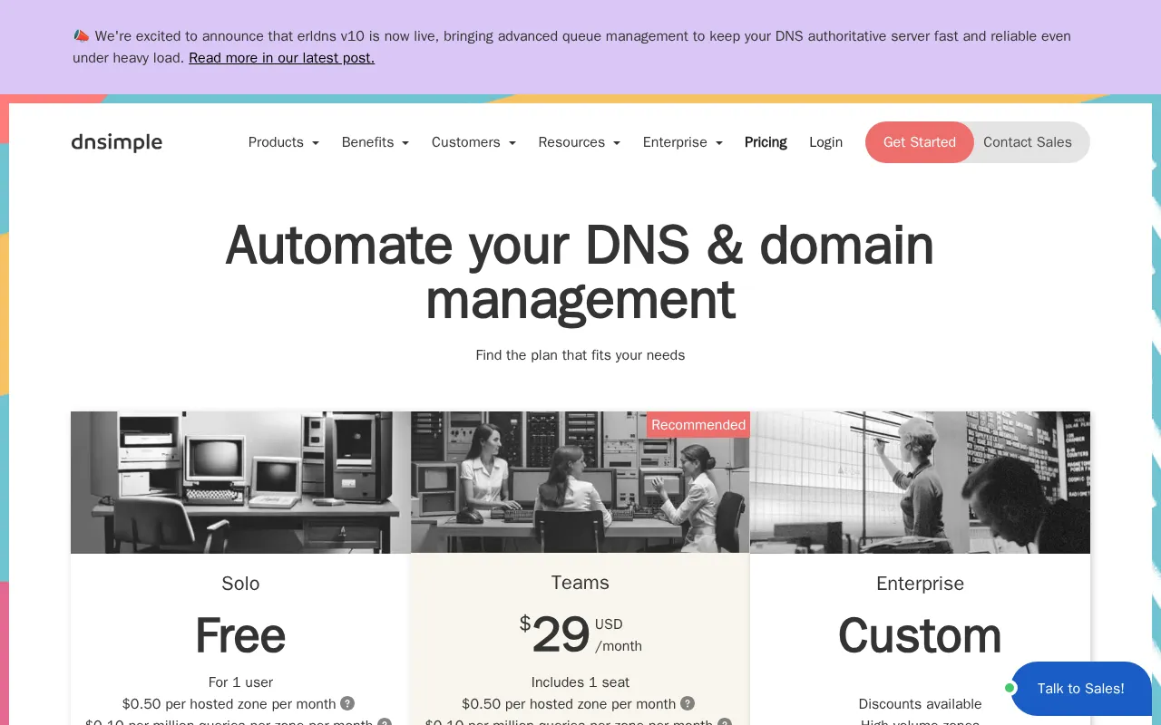 DNSimple — pricing page