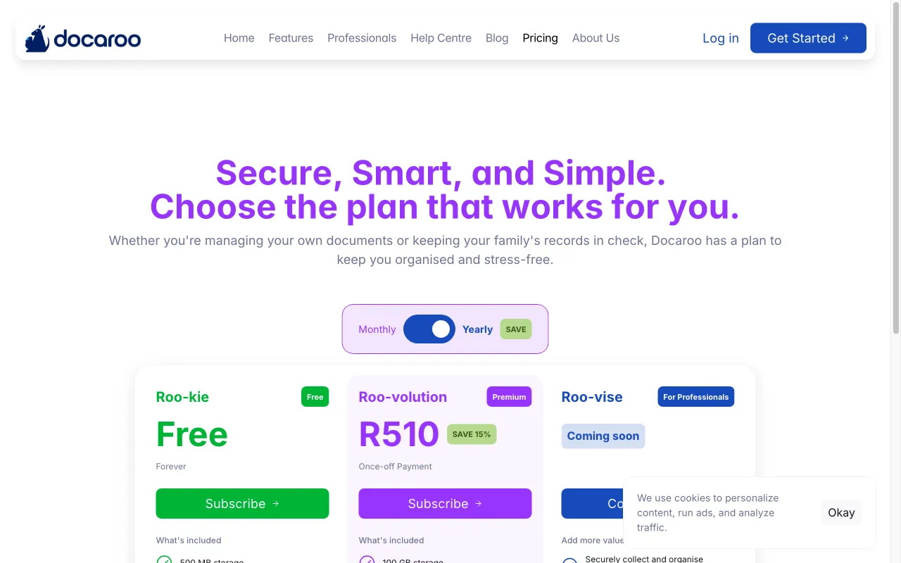 Docaroo.ai — pricing page