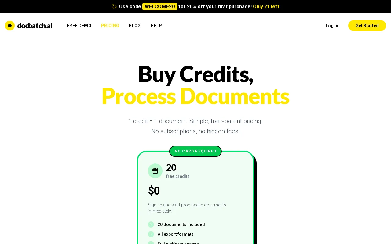 docbatch.ai — pricing page