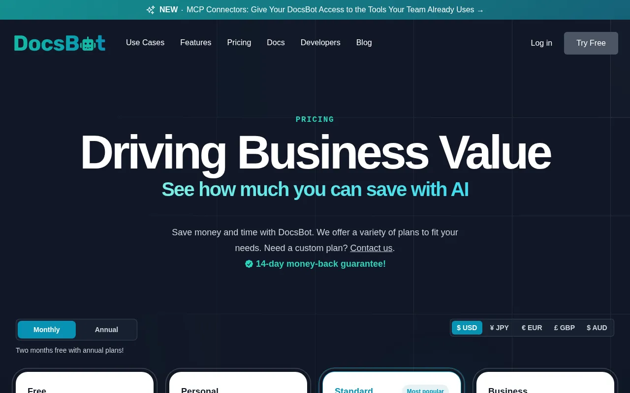 DocsBot AI — pricing page