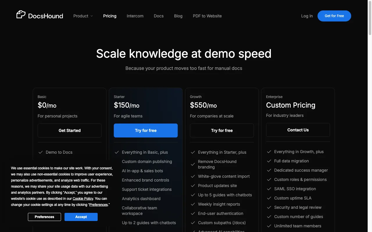 DocsHound — pricing page