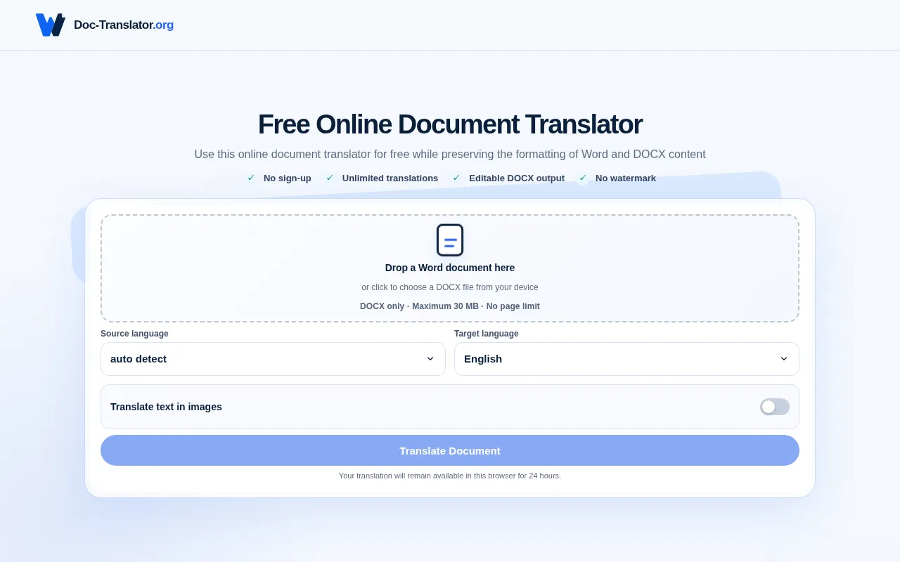 DocTranslator — preview screenshot