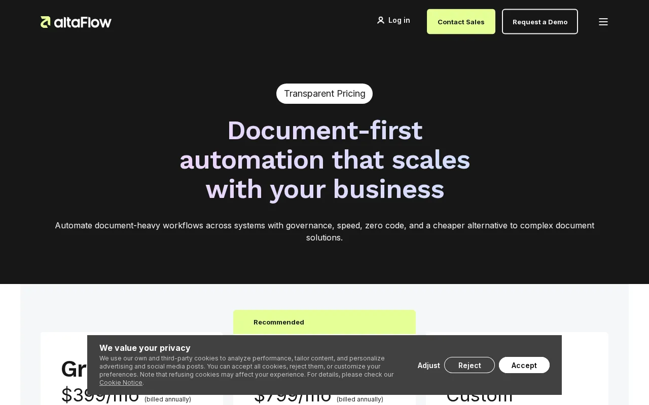 Document Automation Hub by airSlate — pricing page
