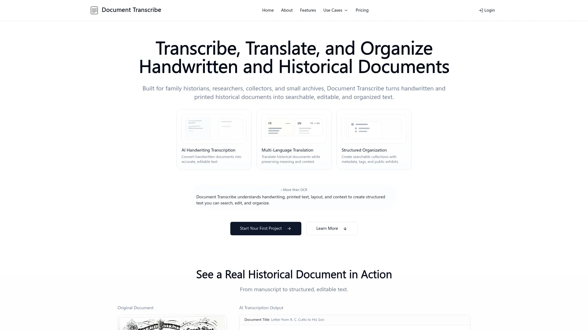 Document Transcribe — preview screenshot