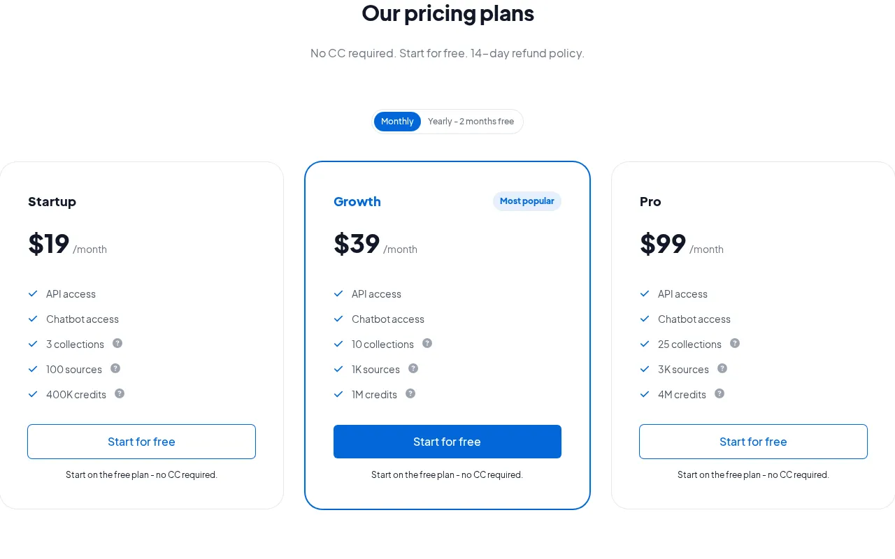 DocUp — pricing page