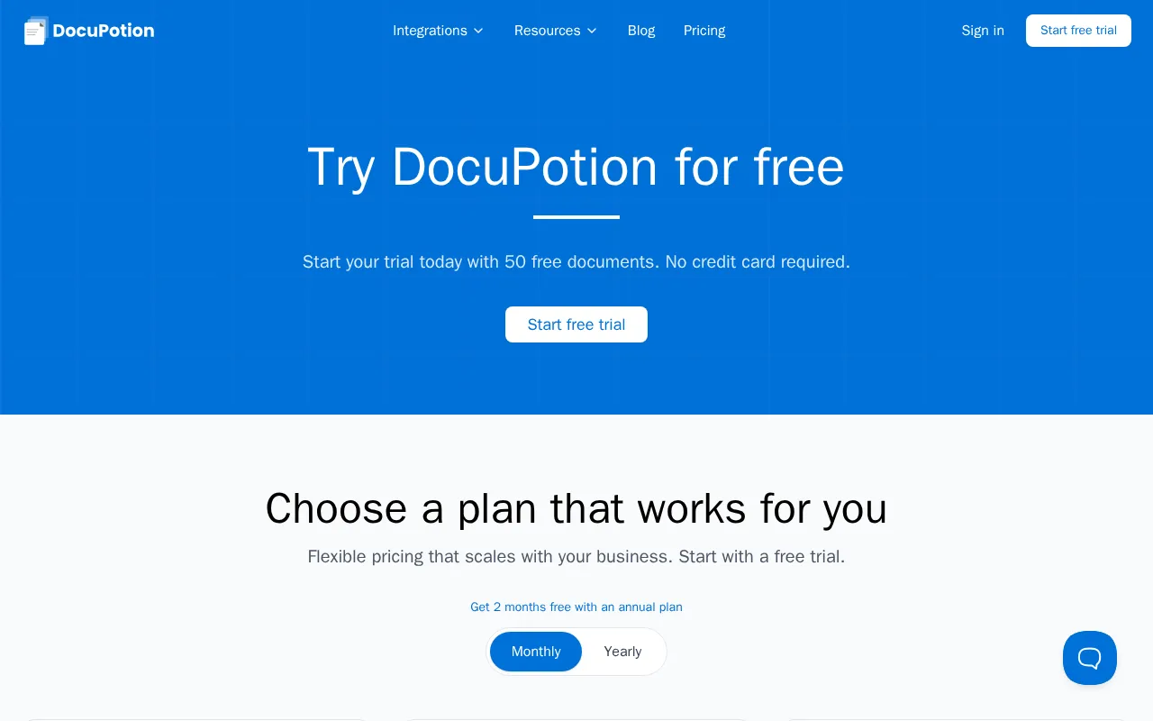 Docupotion — pricing page