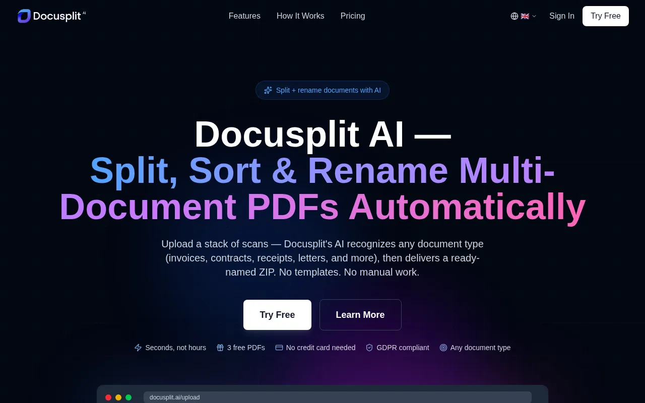 Docusplit AI — preview screenshot