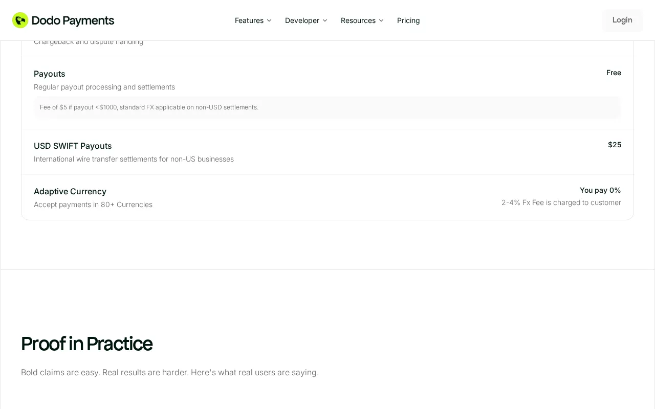 Dodo Payments — pricing page