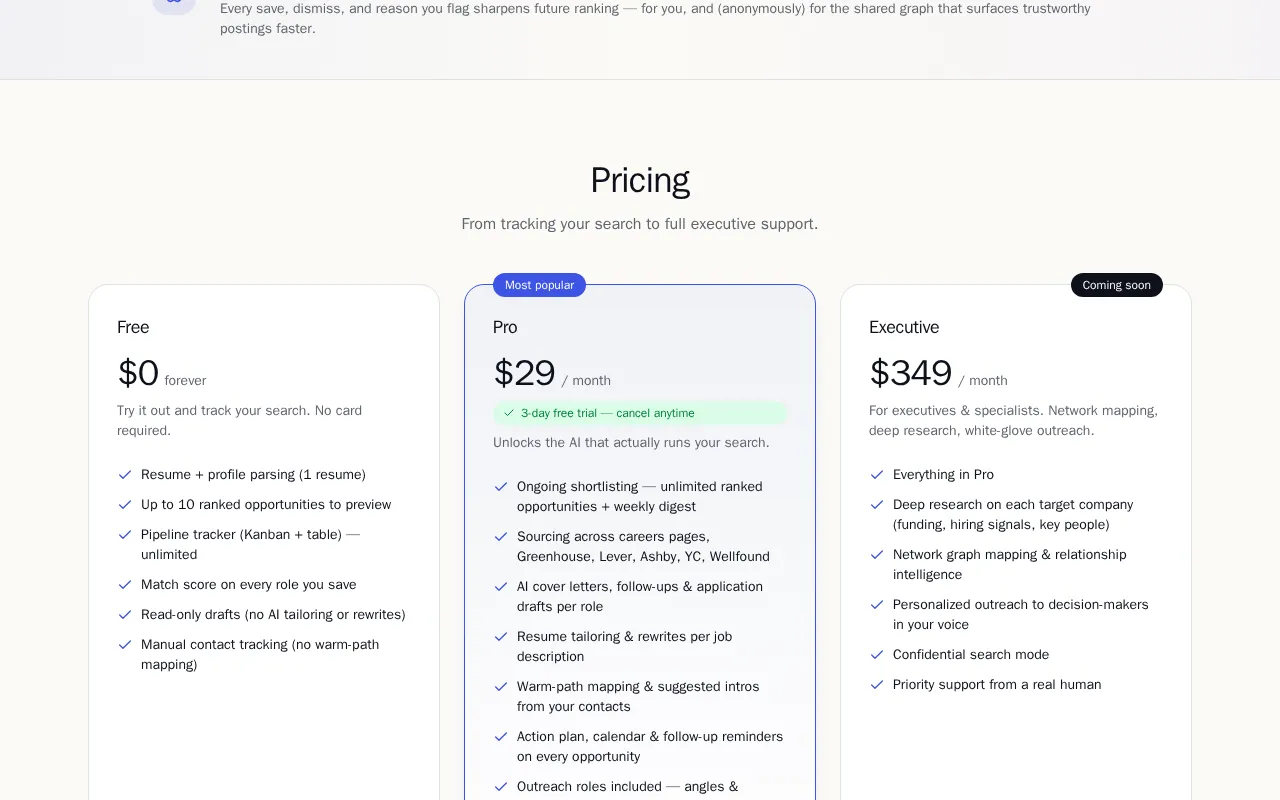 dojob — pricing page