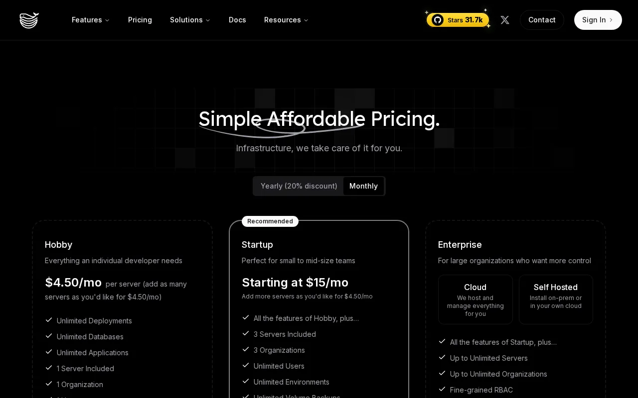 Dokploy — pricing page