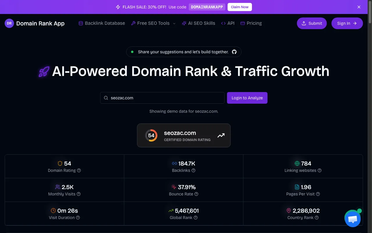 Domain Rank App — preview screenshot