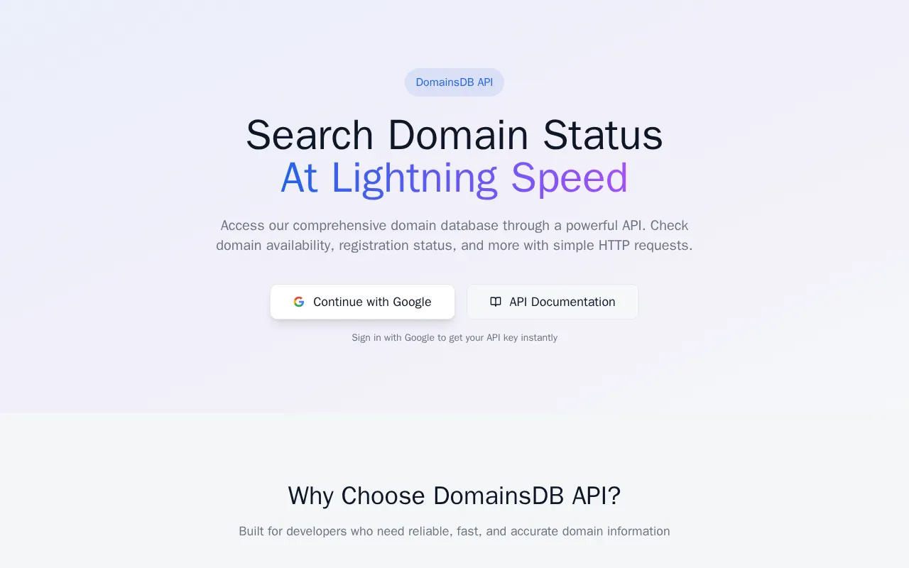 DomainsDB API — preview screenshot