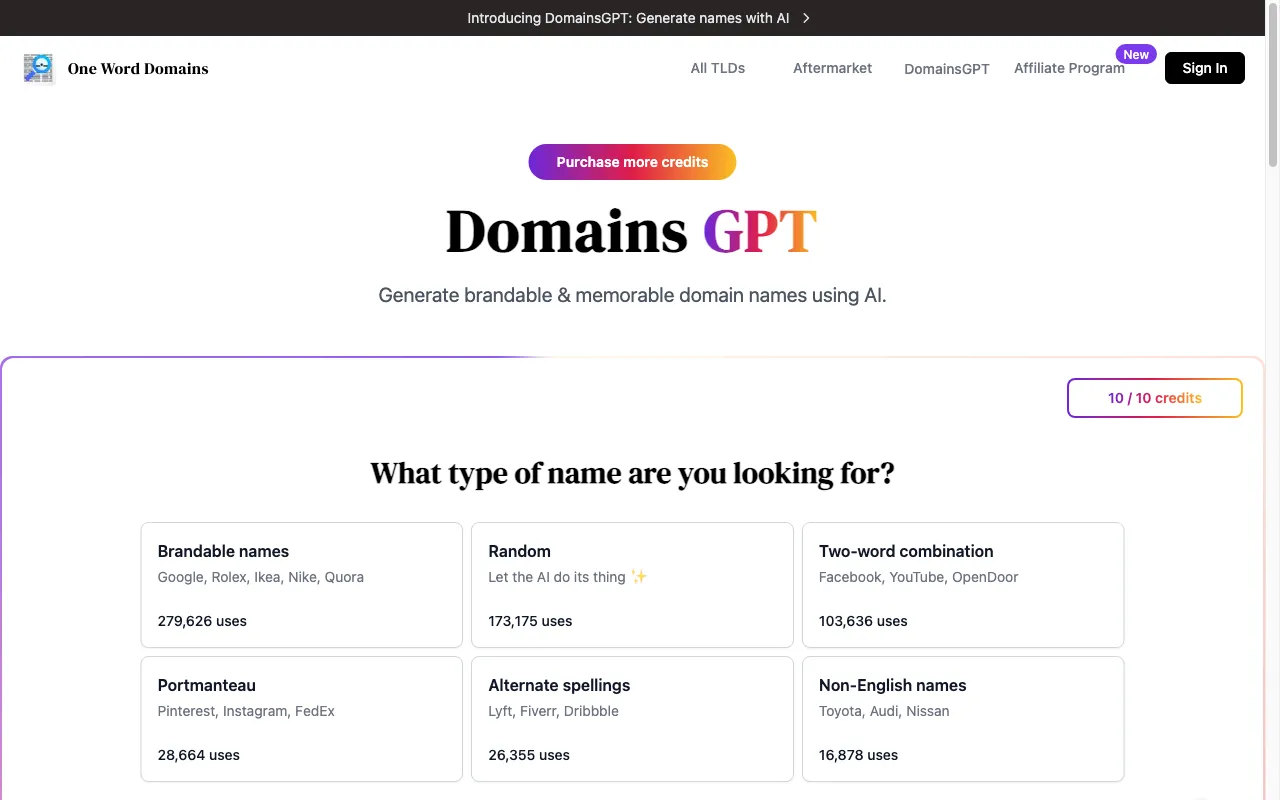 DomainsGPT — preview screenshot