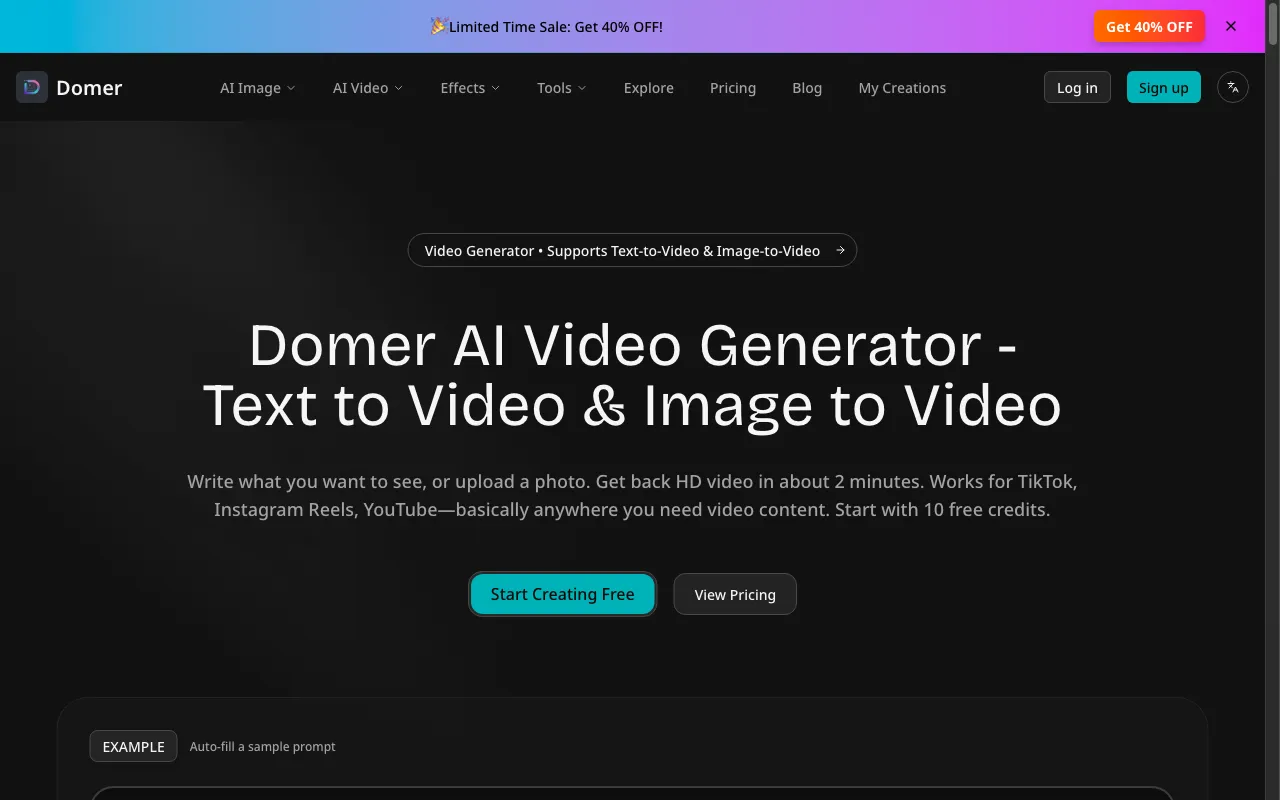 Domer AI Video Generator — preview screenshot
