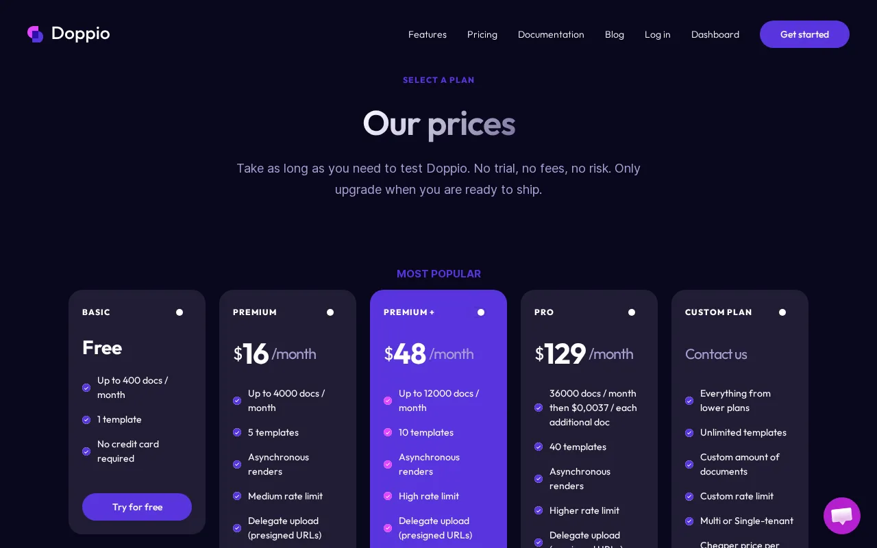 Doppio — pricing page