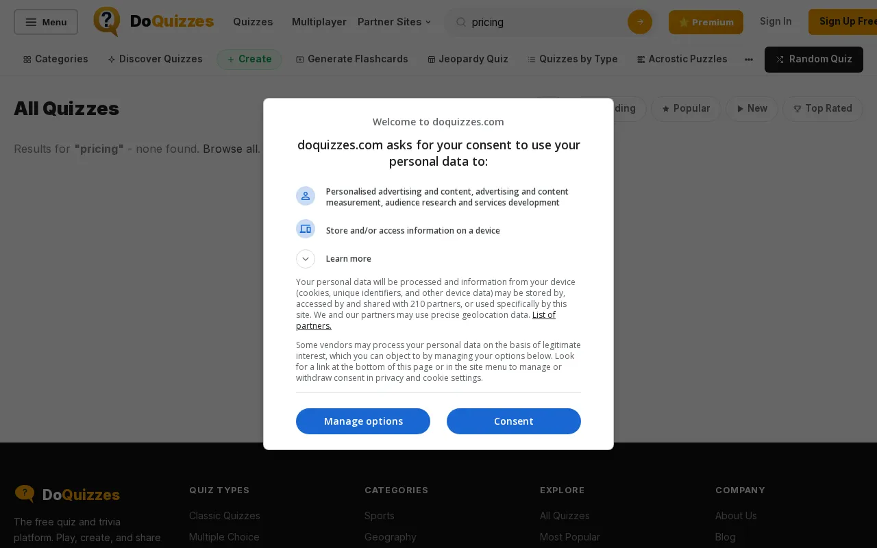 Doquizzes — pricing page