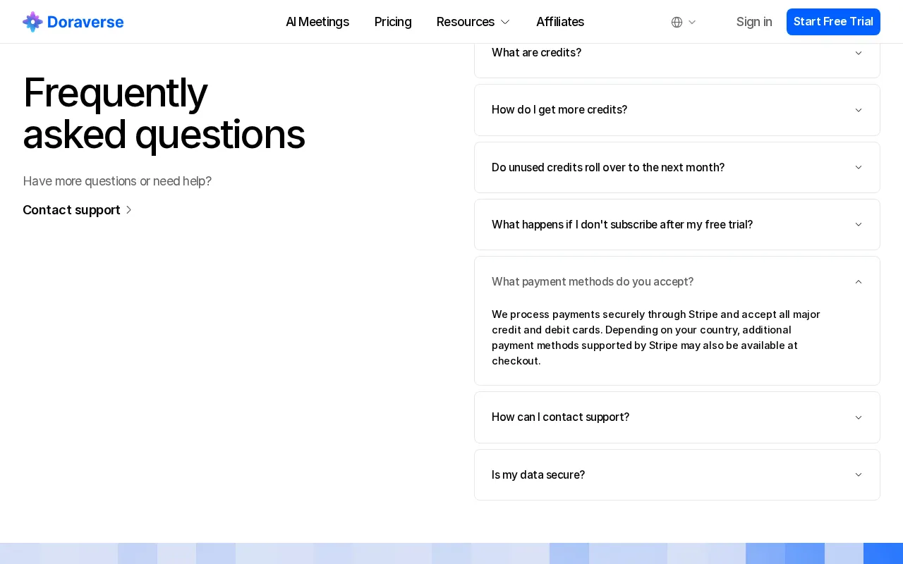 Doraverse — pricing page