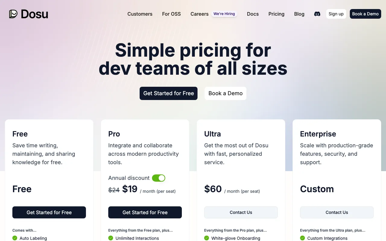 Dosu — pricing page