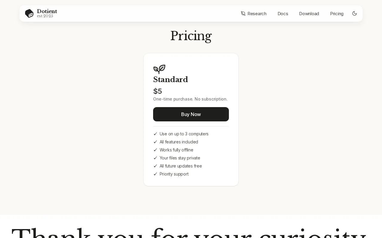 Dotient — pricing page
