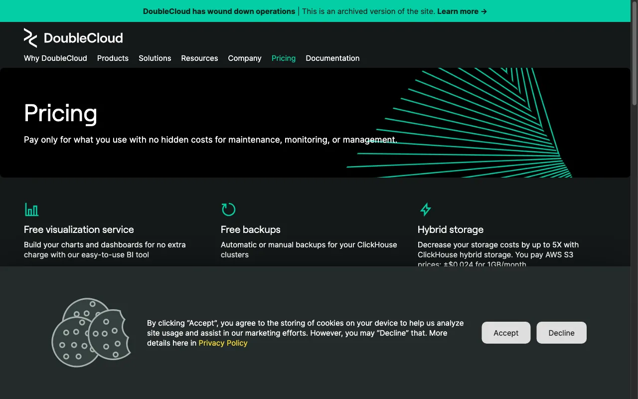 DoubleCloud with GPT-4 — pricing page