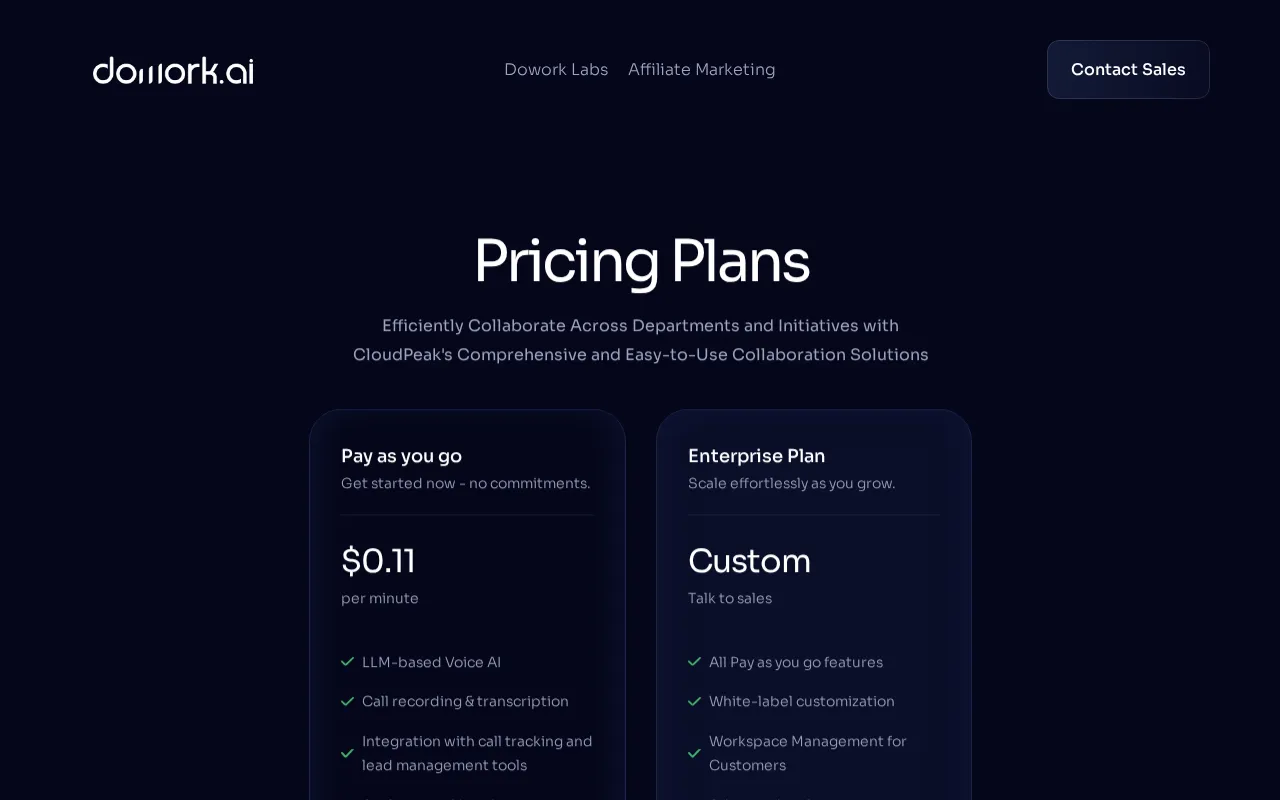 Dowork.ai — pricing page