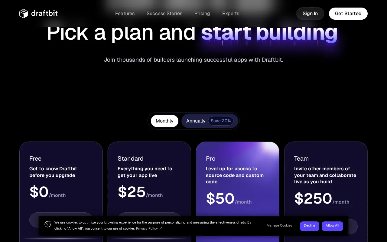 Draftbit — pricing page